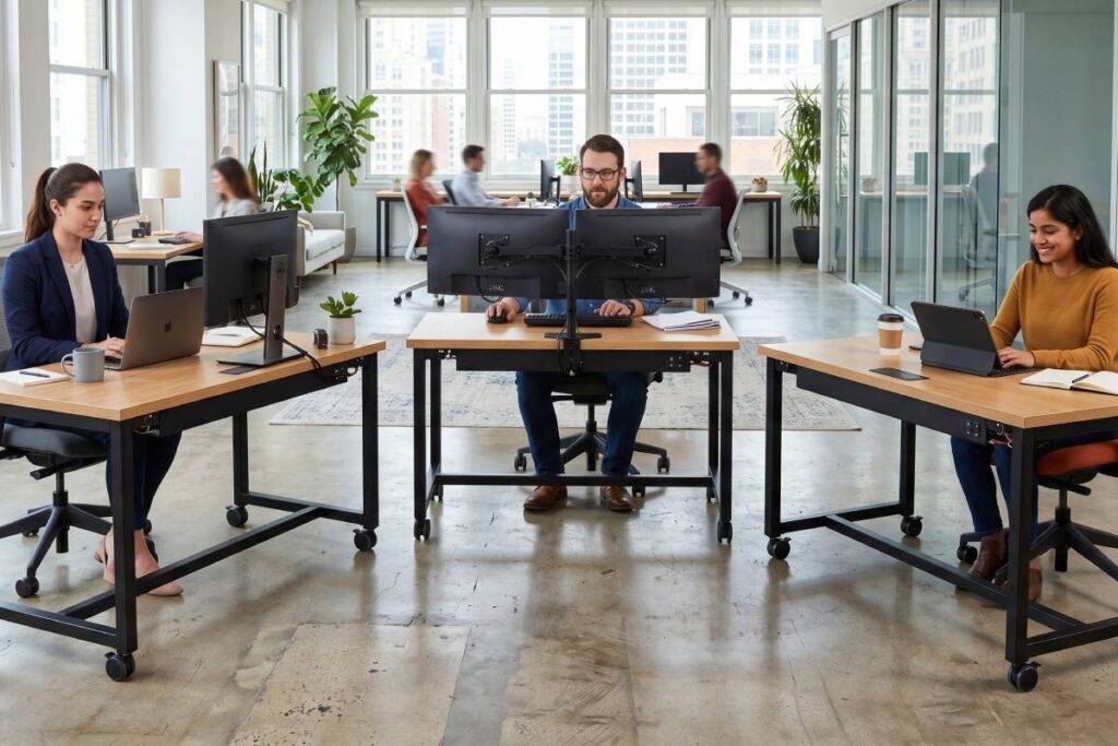 Modular furniture in a small office fitout Sydney