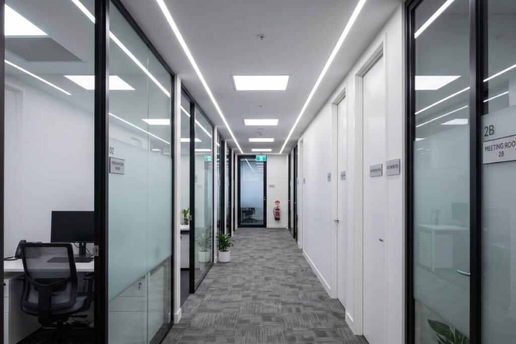 Smart lighting in a narrow Sydney office