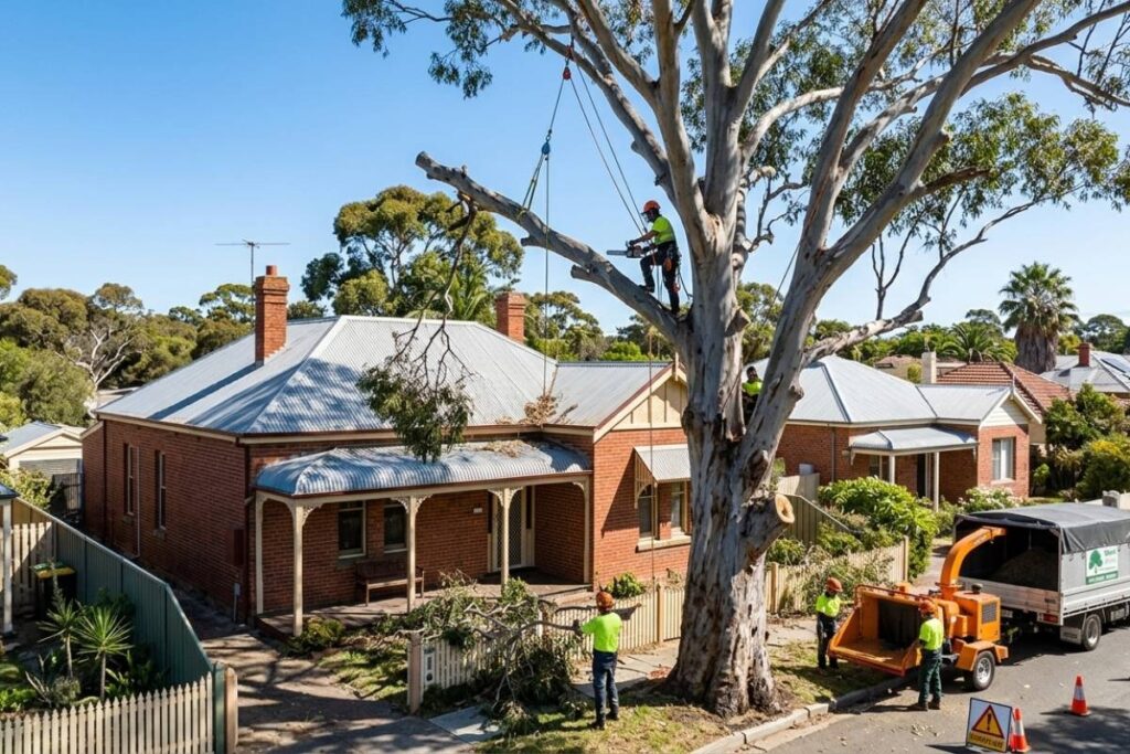 professional tree removal sectional felling near property
