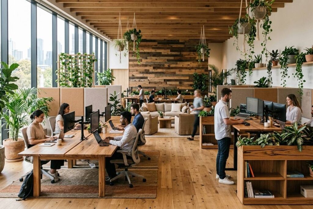 biophilic office design indoor plants natural materials