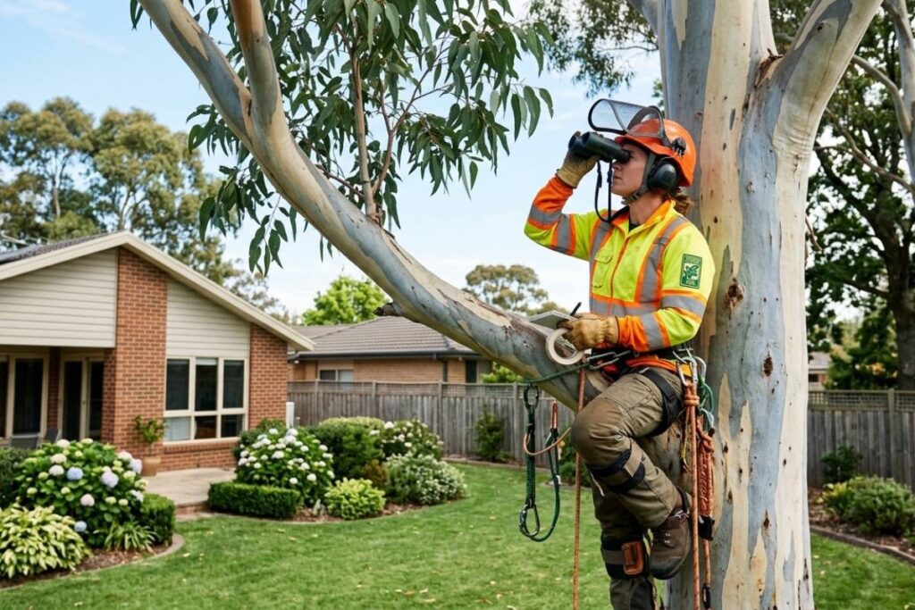 certified arborist near me inspecting tree before removal