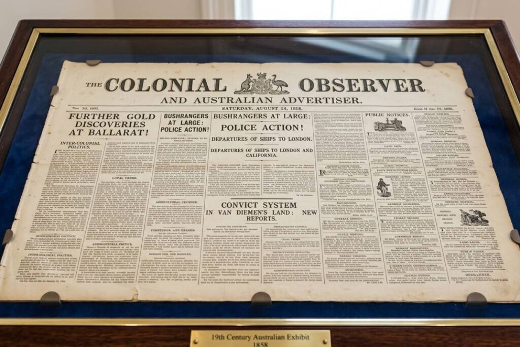 Historic Australian newspaper bulletin from the colonial era